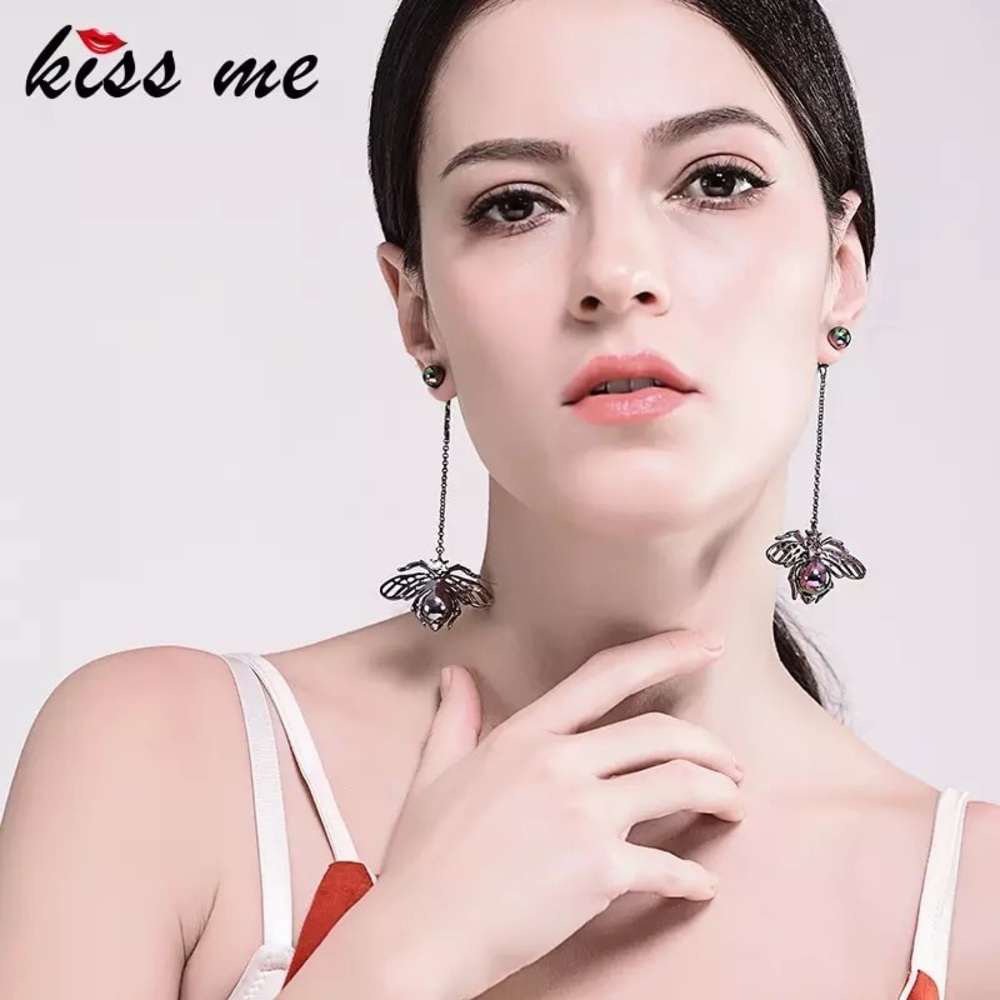 Beautiful Acrylic Pearl Insect Long Dangle Earring